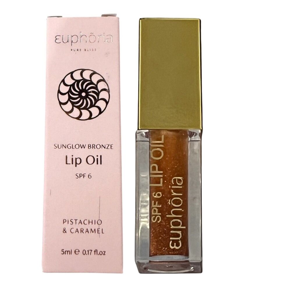 Euphoria Pure Bliss Lip Oil Pistachio & Caramel Bronze SPF 6 New in Box